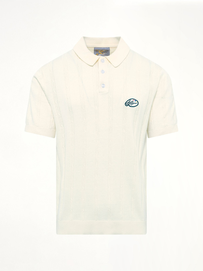 KidSuper Painters Logo Knit Polo in Cream outlook