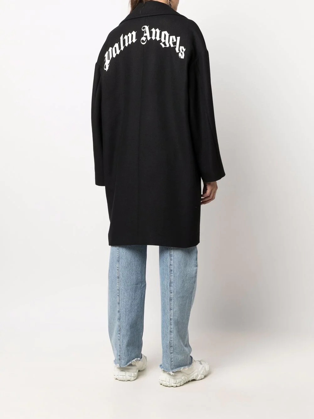 logo-print oversized coat - 4