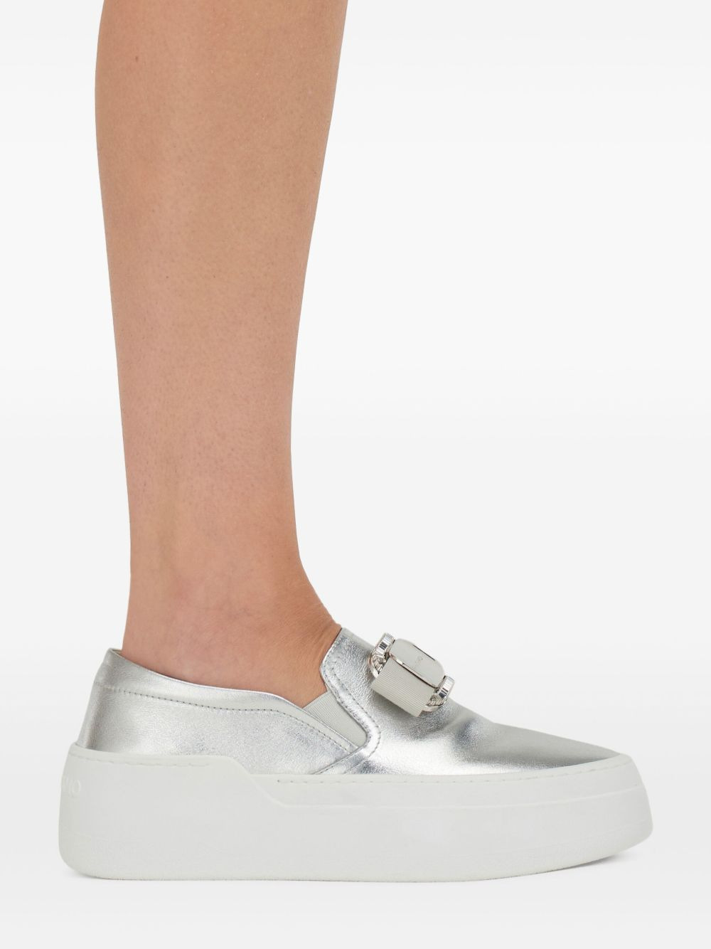 Vara-plate crystal-embellished slip-on trainers - 5