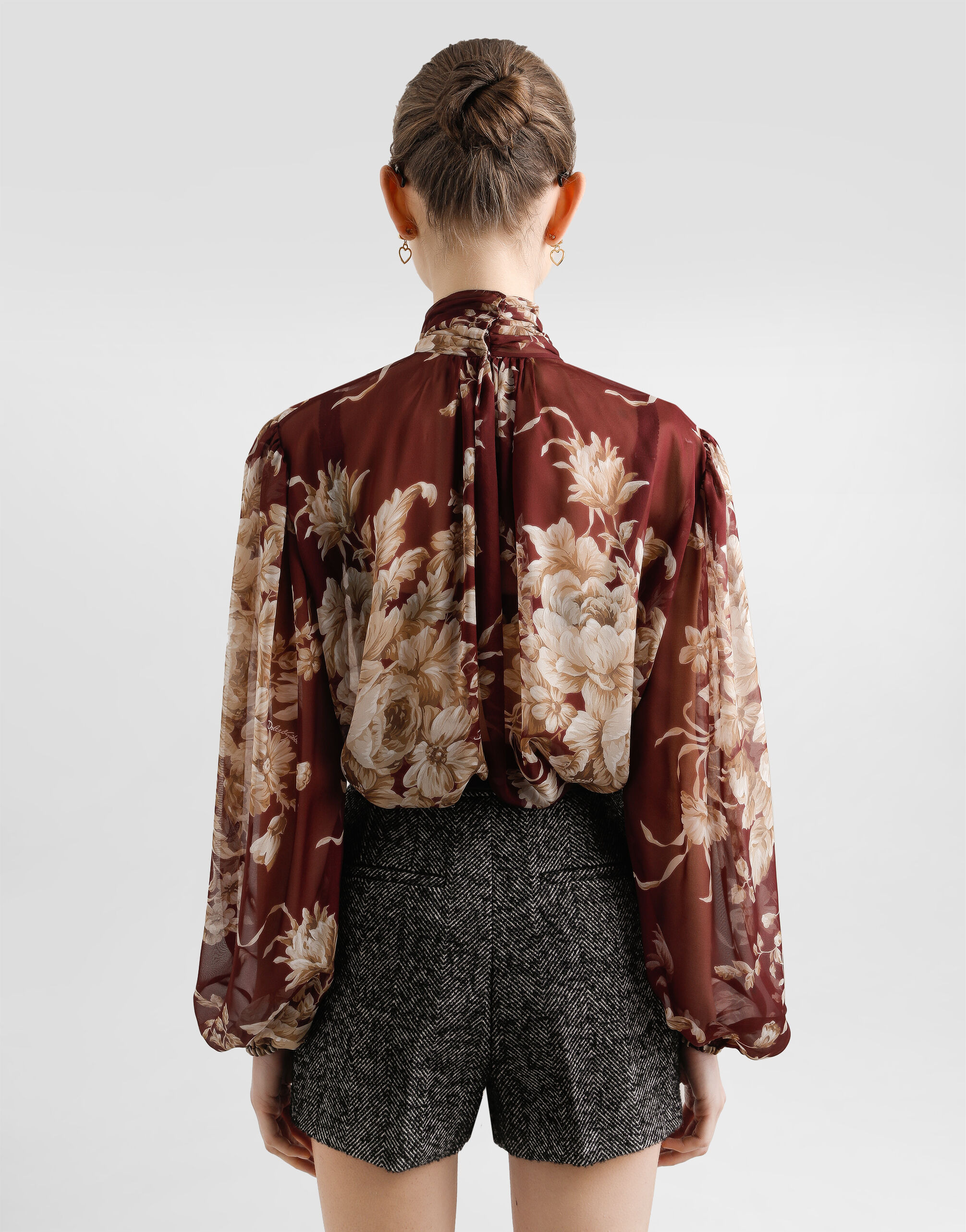 Rose-print chiffon shirt - 3
