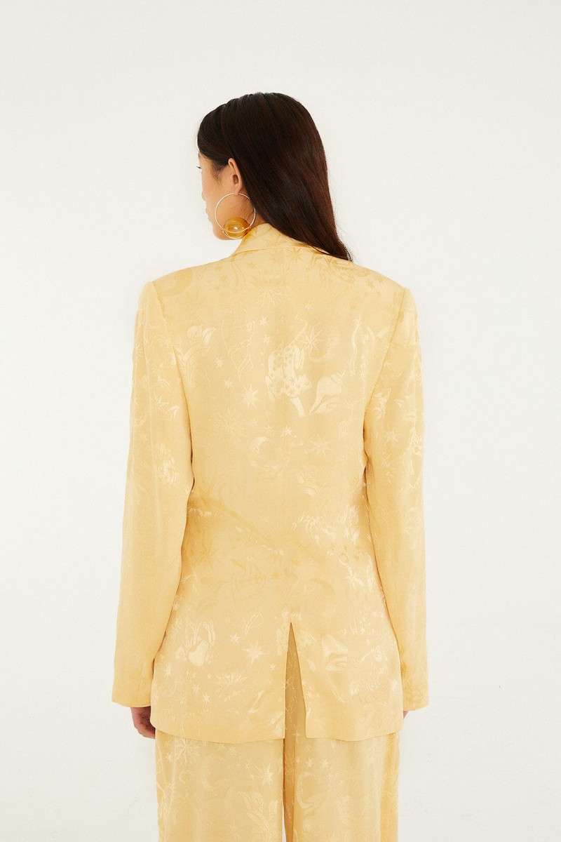 Beige Notched Lapel Front Ties Blazer 3