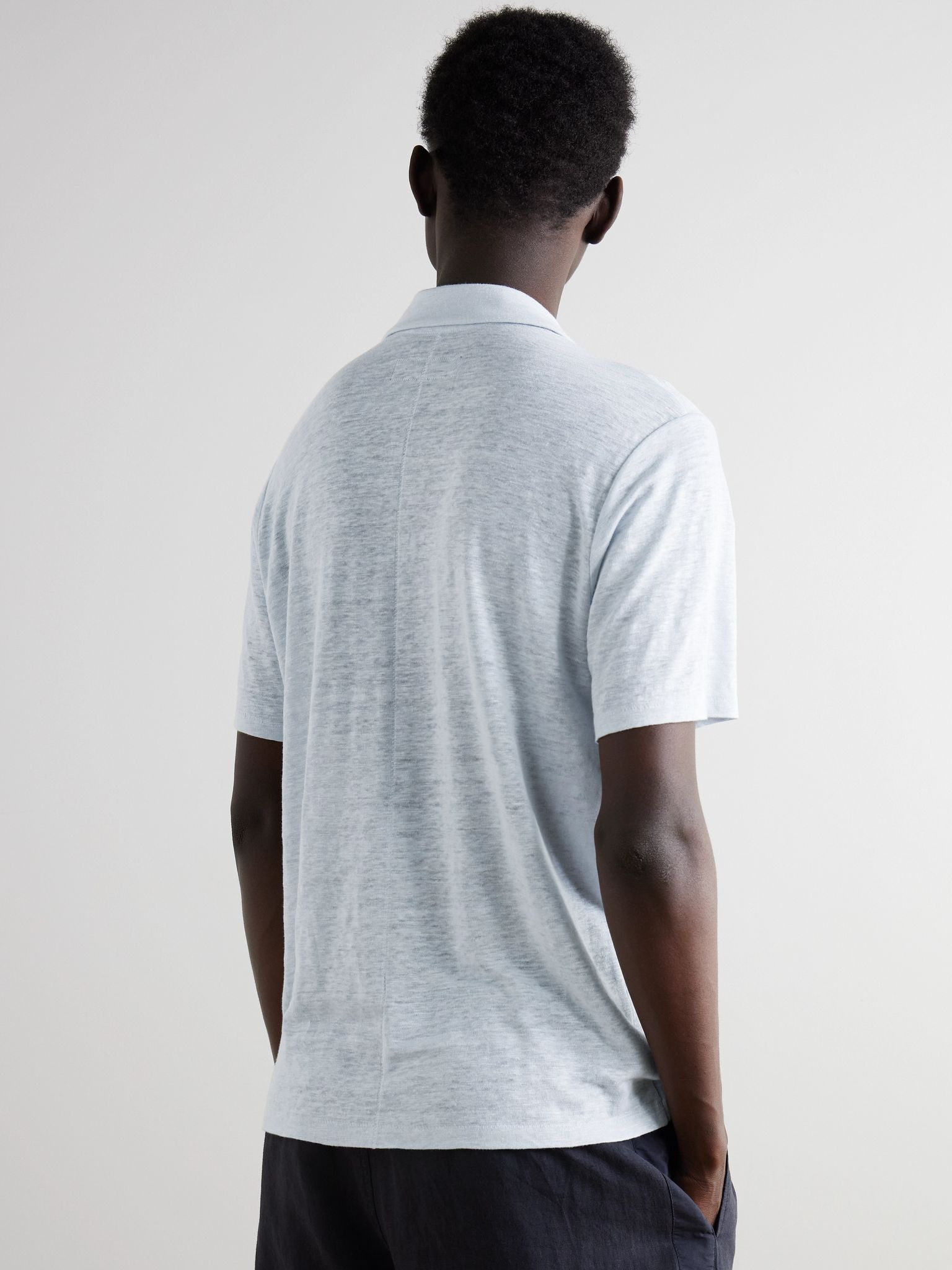 Johnny Linen Polo Shirt Blue - 3