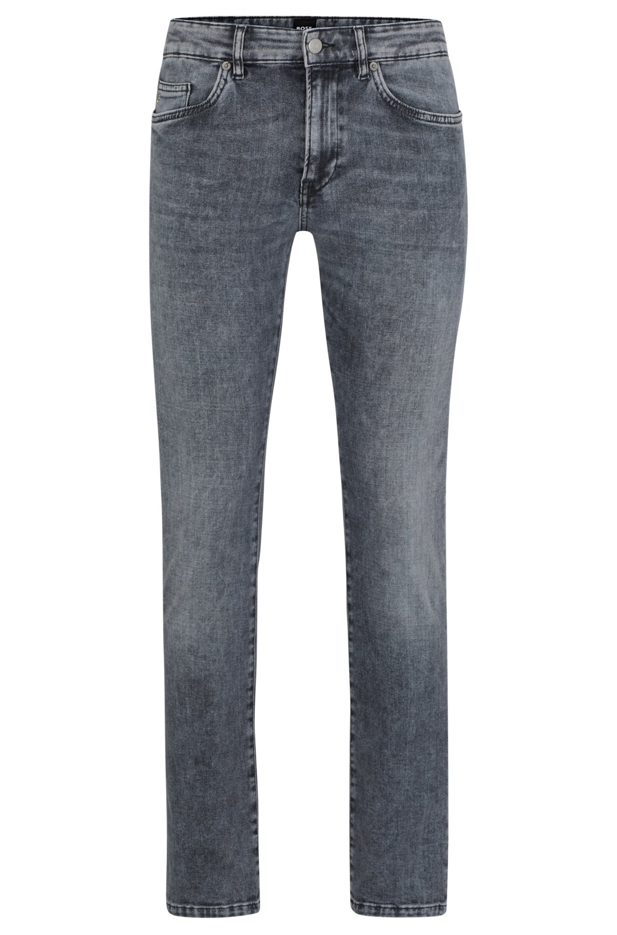 SLIM-FIT JEANS IN STONEWASHED GRAY ITALIAN STRETCH DENIM - 1