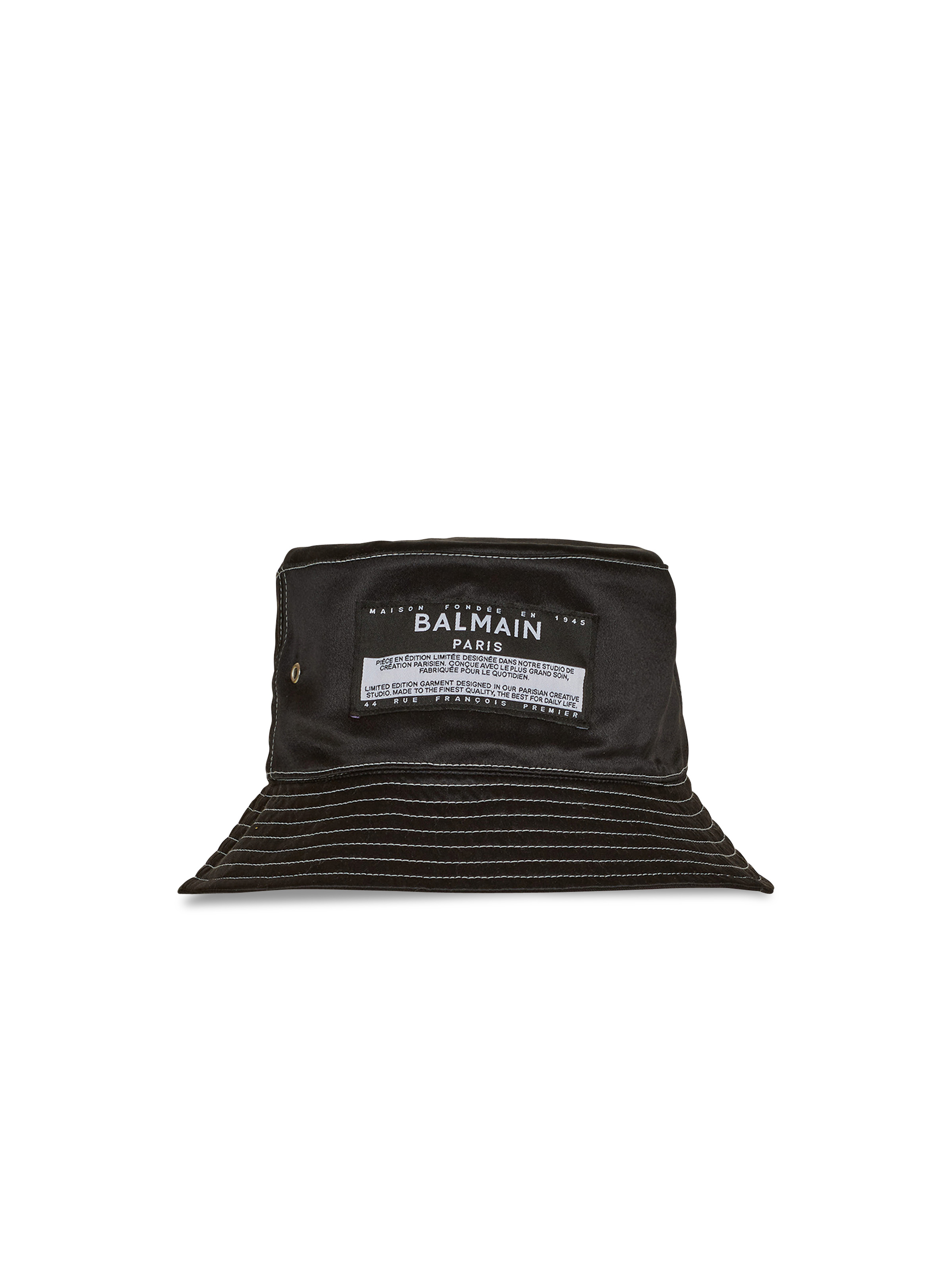 Satin bucket hat with Balmain logo - 1