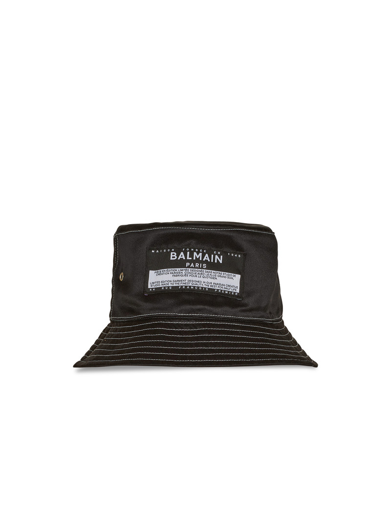 Satin bucket hat with Balmain logo 1