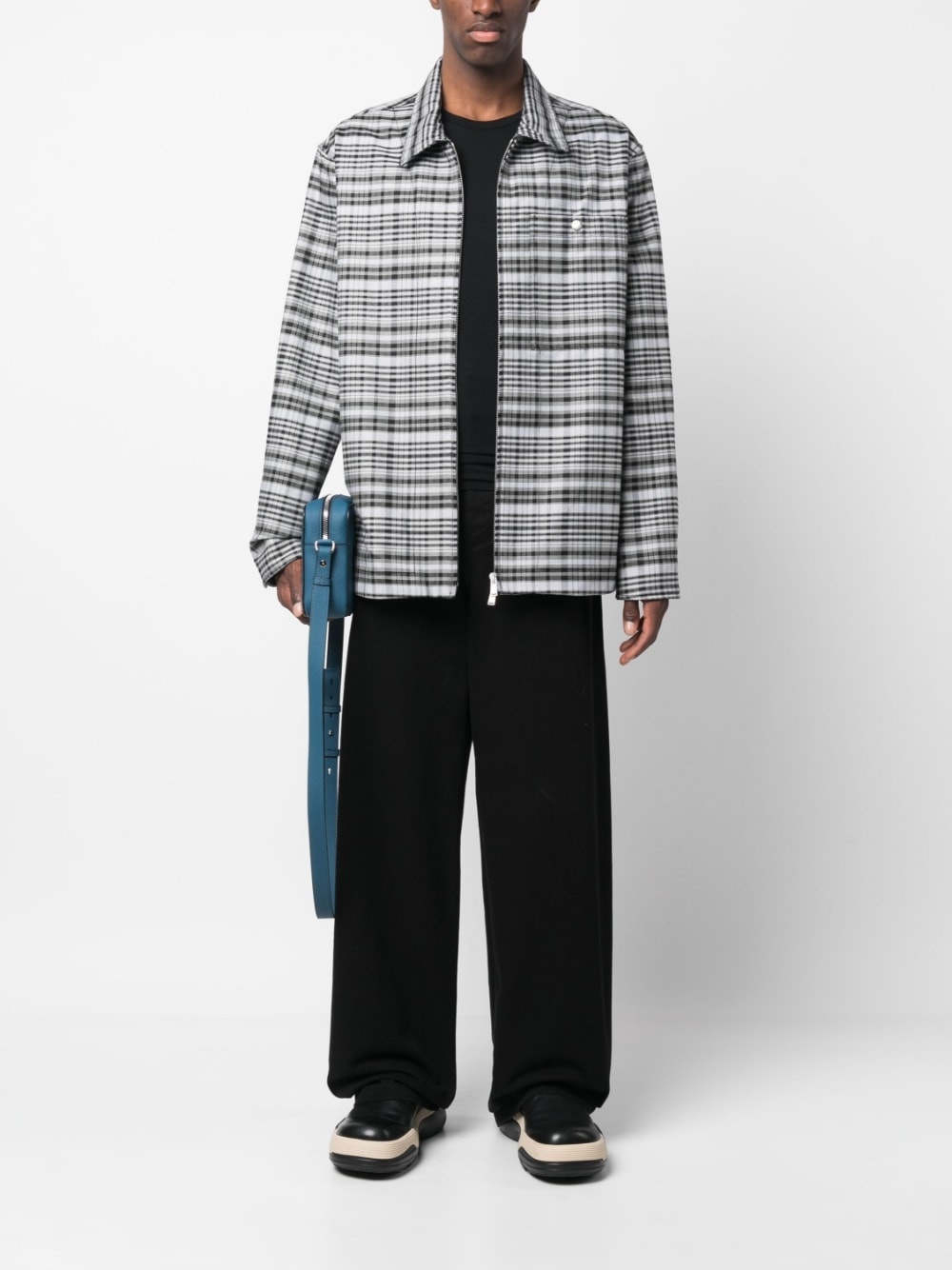 zip-up checked jacket - 2