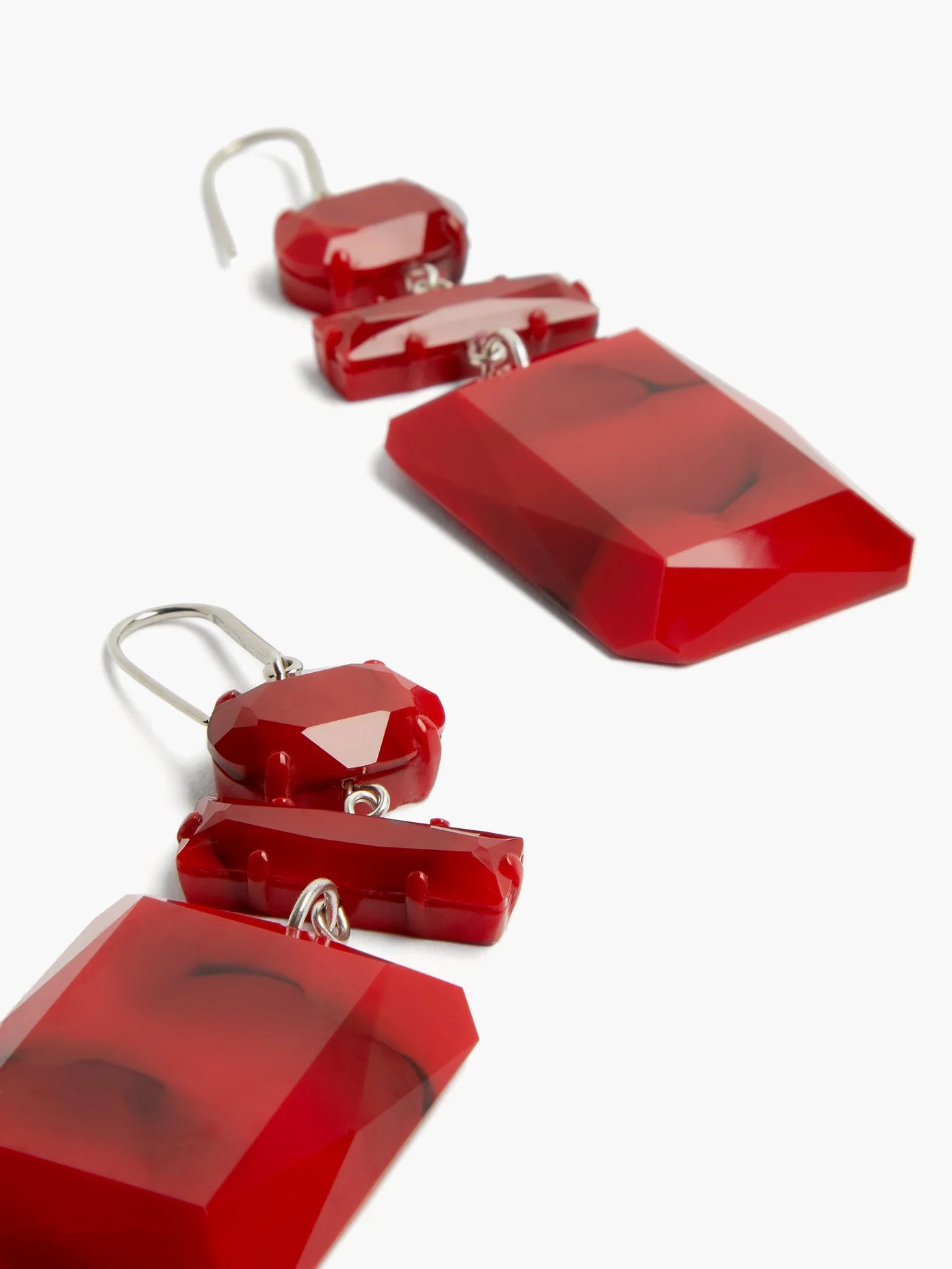 Carved-resin drop earrings - 3