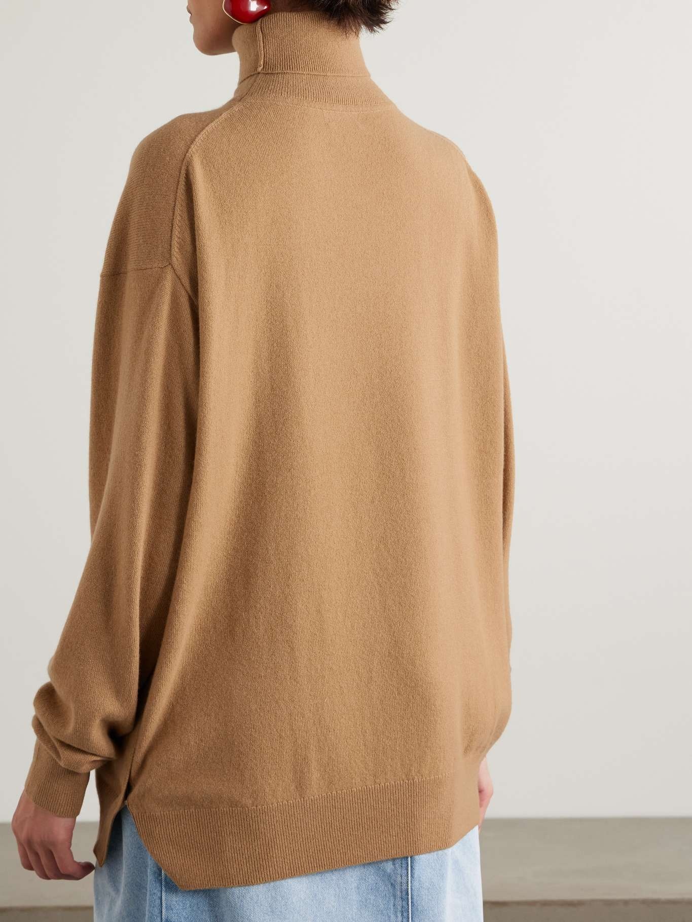 Grosgrain-trimmed cashmere turtleneck sweater - 3