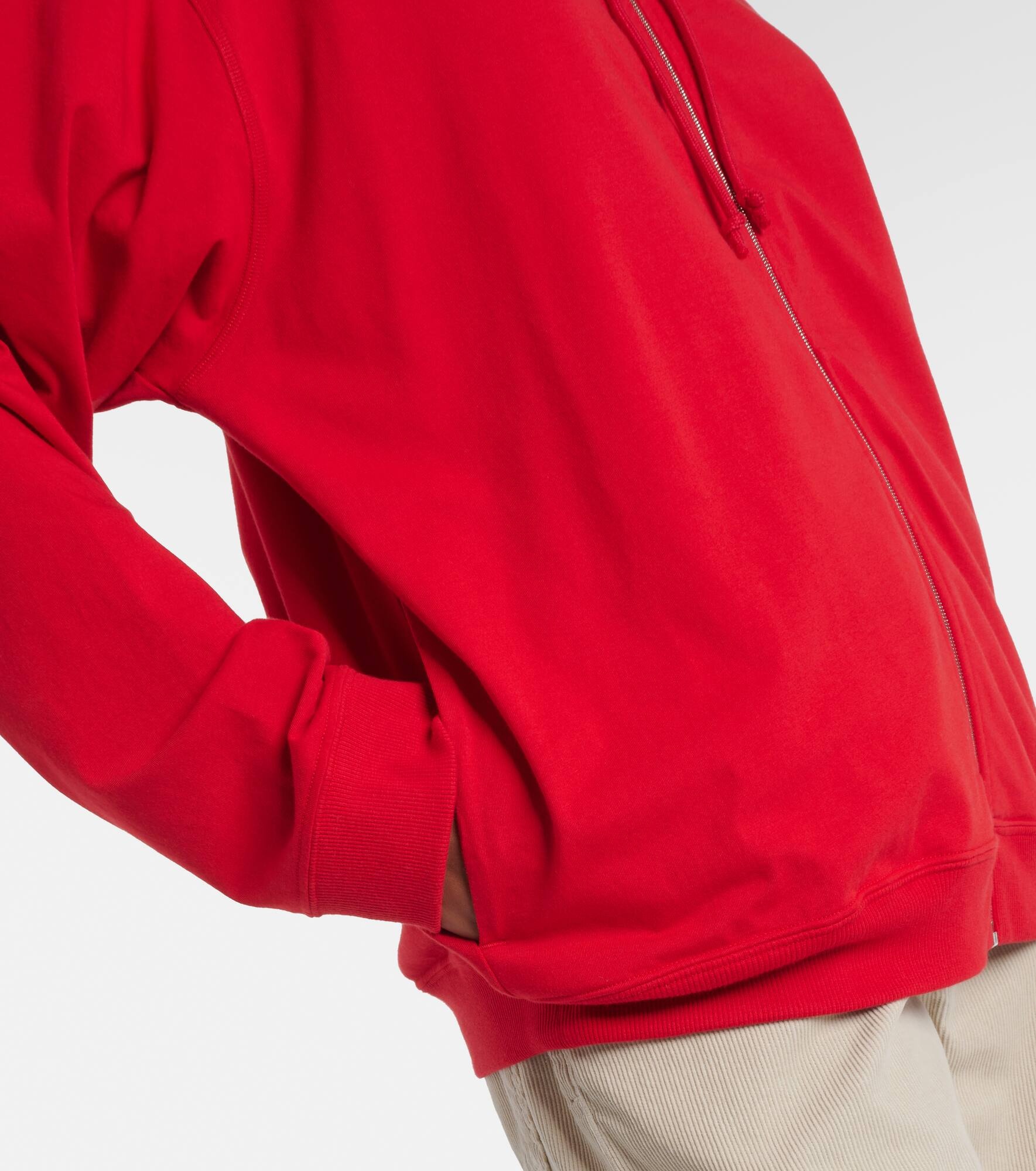 Rosy cotton jersey zip-up hoodie - 5