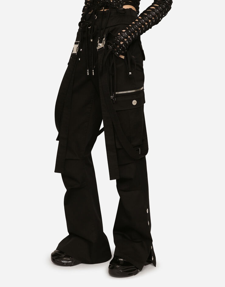 Stretch drill cargo pants with suspenders - 4