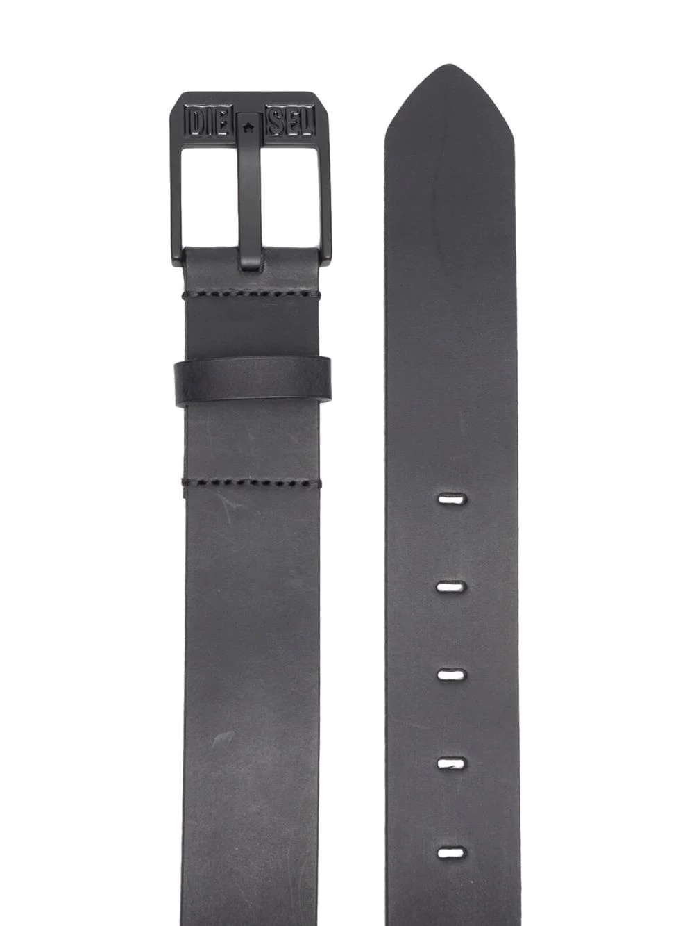 logo-buckle buffalo leather belt - 2