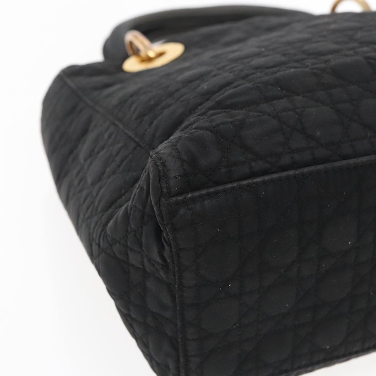 DIOR Lady DIOR Canage Hand Bag Nylon Black Gold - 14