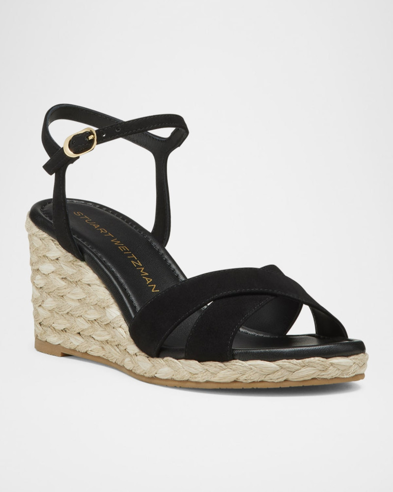 Stuart Weitzman Dayna Suede Crisscross Wedge Espadrilles outlook