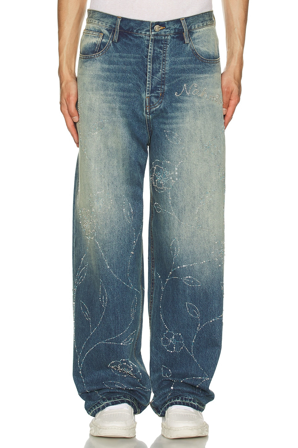 Beaded Wide Jeans - 4
