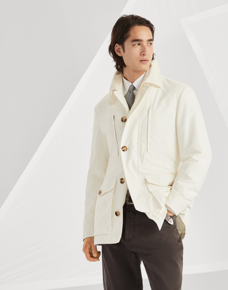 Water-resistant techno cotton gabardine belted parka 1