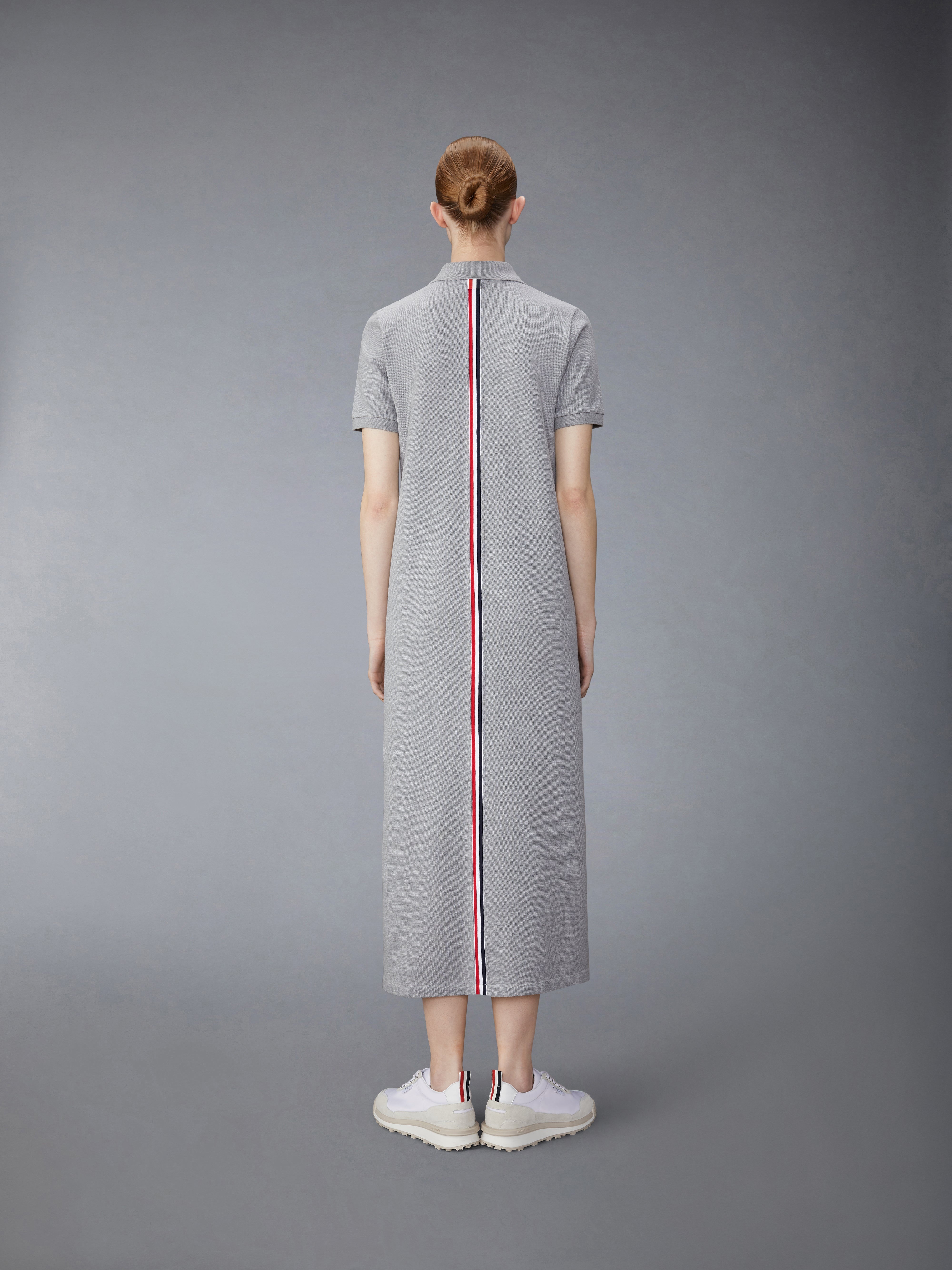 CLASSIC COTTON PIQUE CENTER BACK STRIPE MAXI POLO SHIRTDRESS - 4