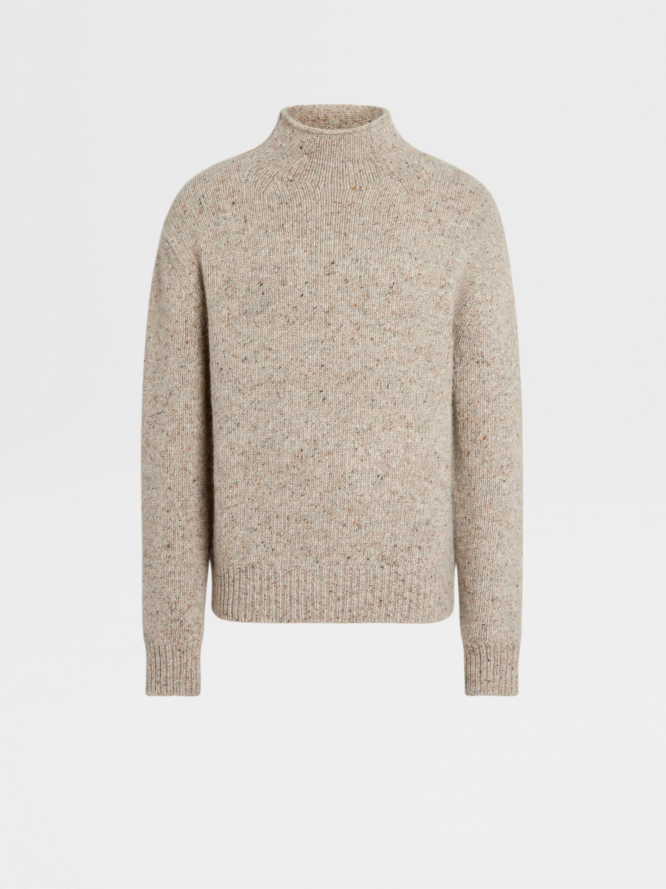 LIGHT TAUPE MÉLANGE OASI CASHMERE HIGH NECK - 1