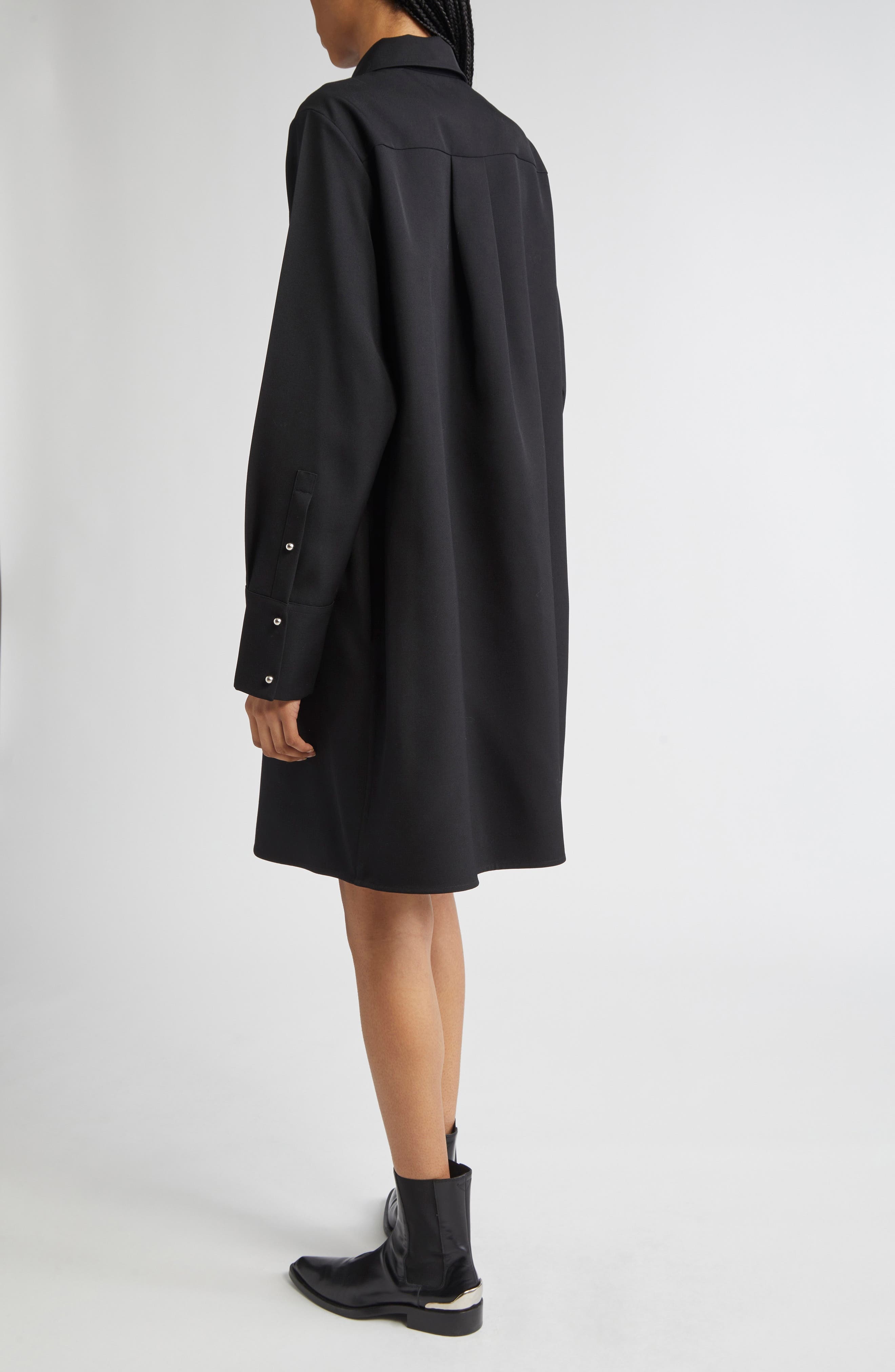 Jil Sander Long Sleeve Wool Polo Dress in Black at Nordstrom - 2