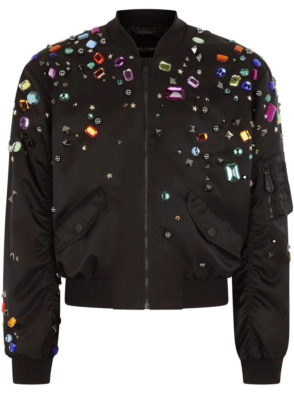 gemstone-embellished bomber jacket - 1