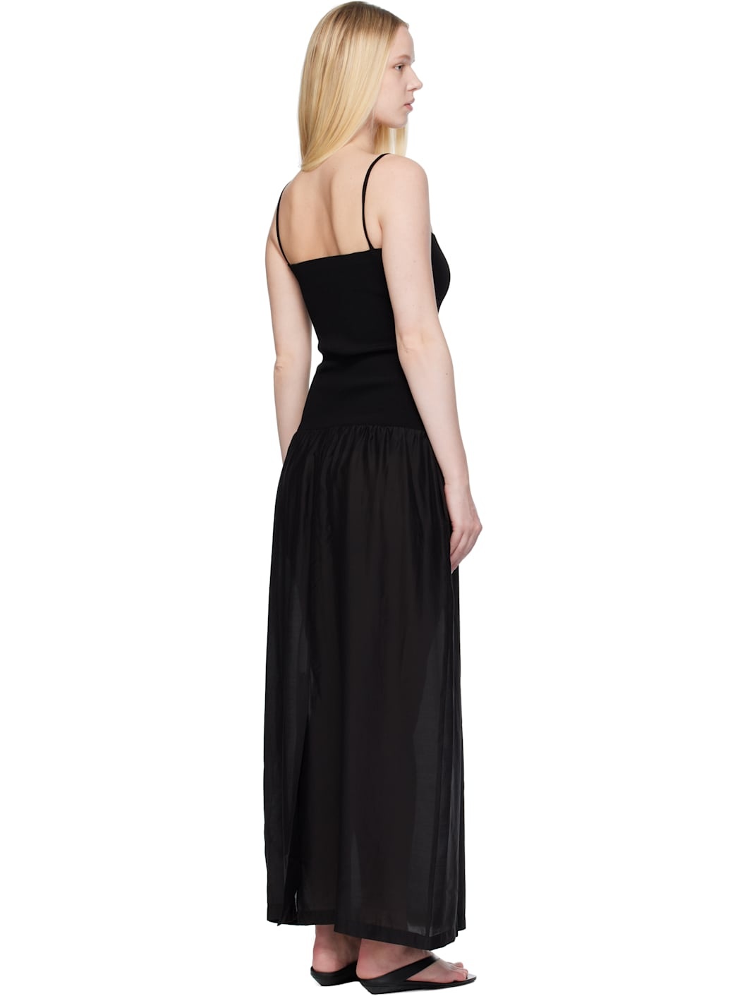 Black Silky Knit Maxi Dress - 3