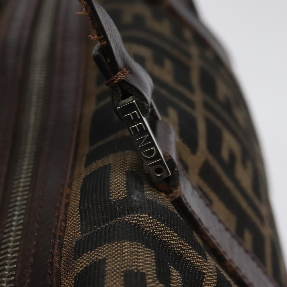 FENDI Zucca Canvas Hand Bag Brown Black - 14