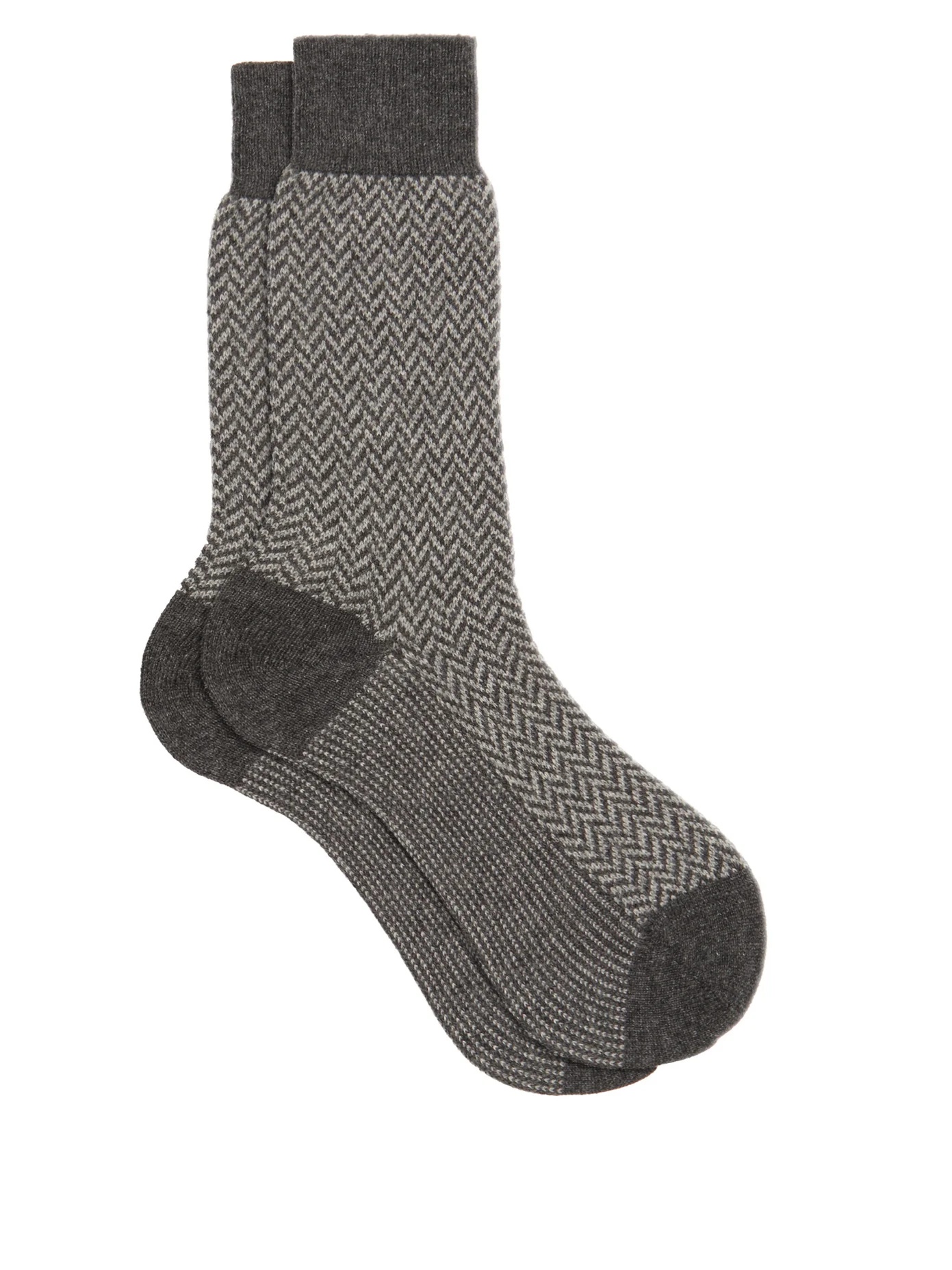 Herringbone cashmere-blend socks - 1