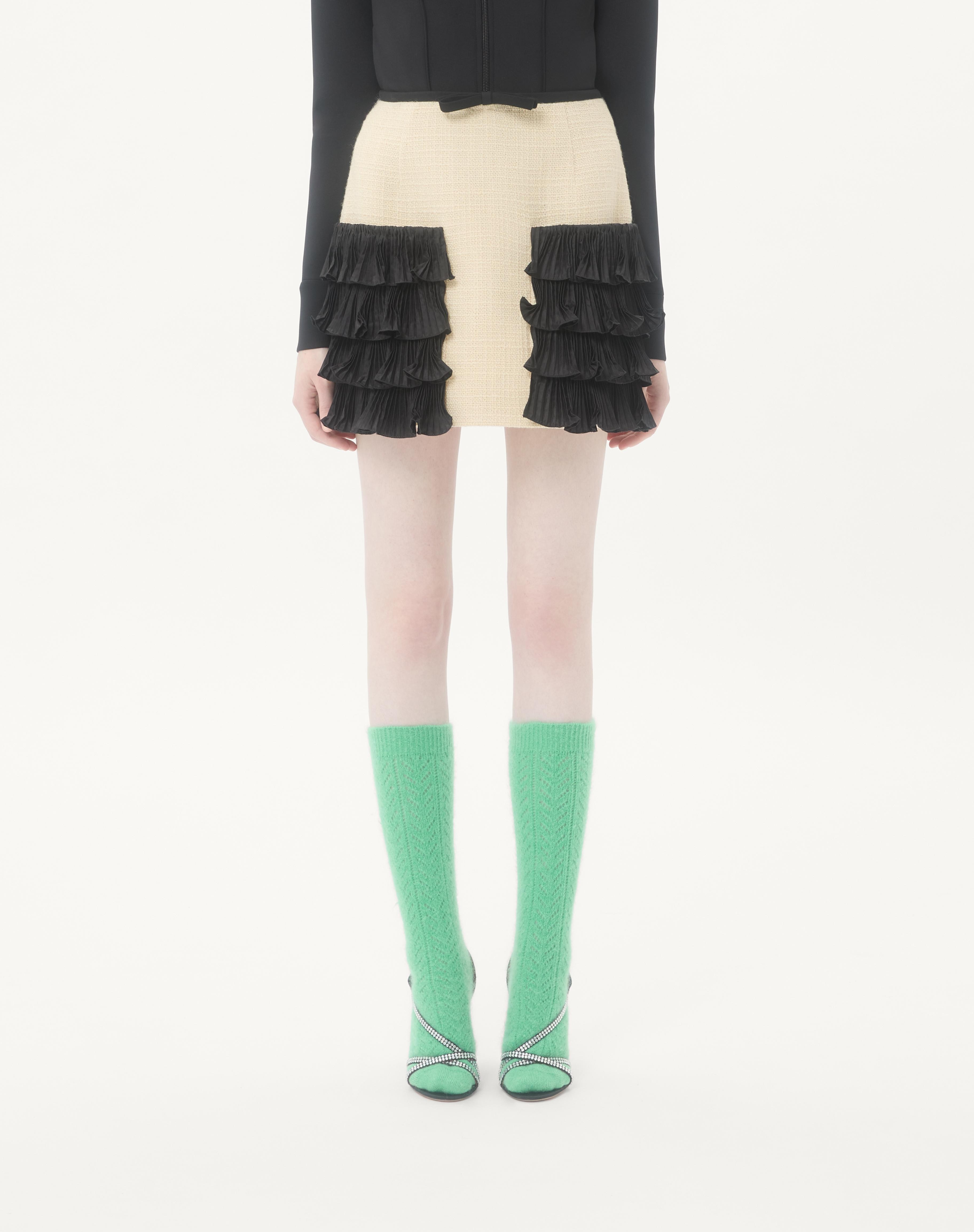 SHORT SKIRT IN PLAIN WOOL TWEED - 3