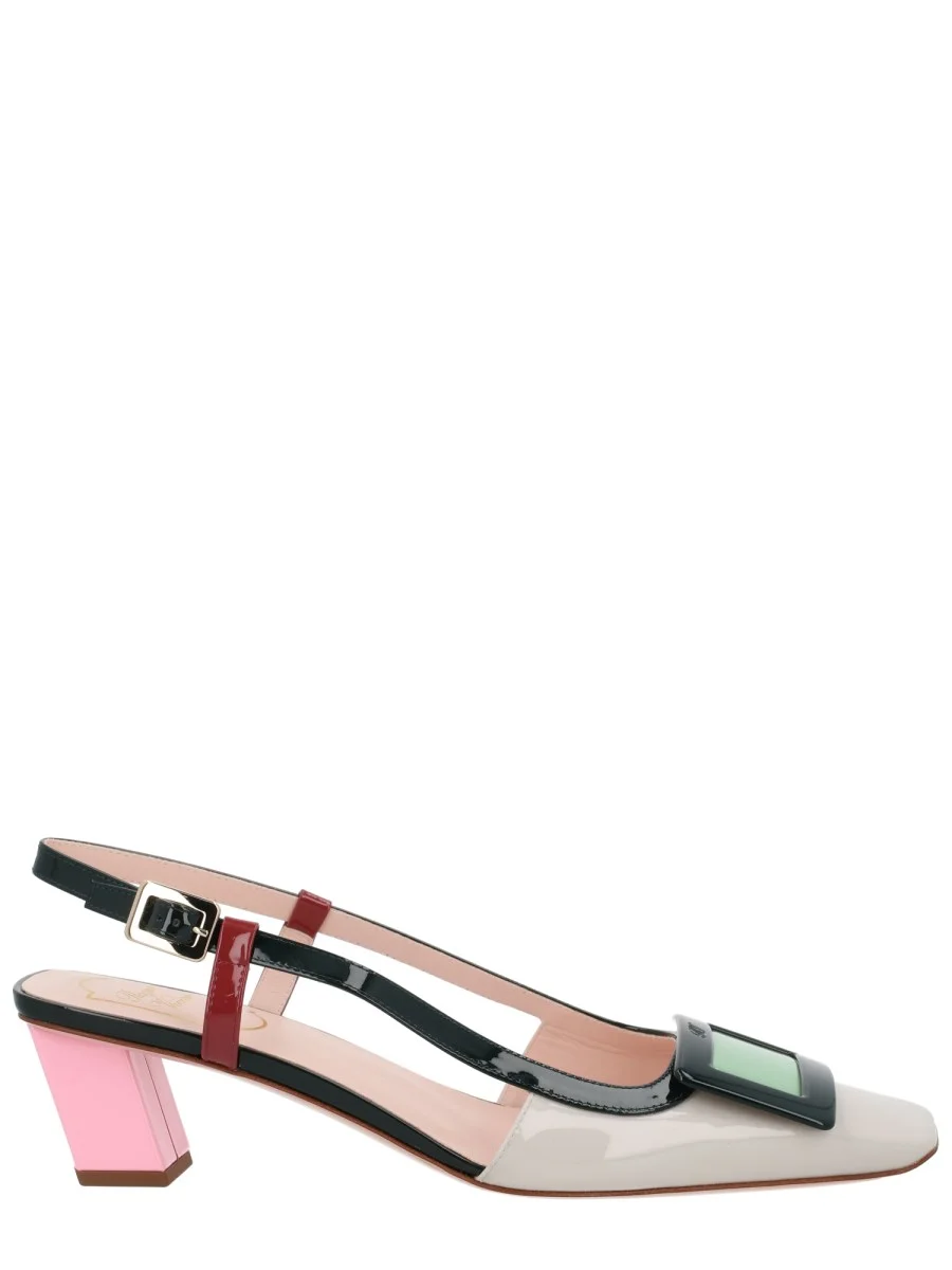 LACQUERED LEATHER SLINGBACK PUMPS - 1