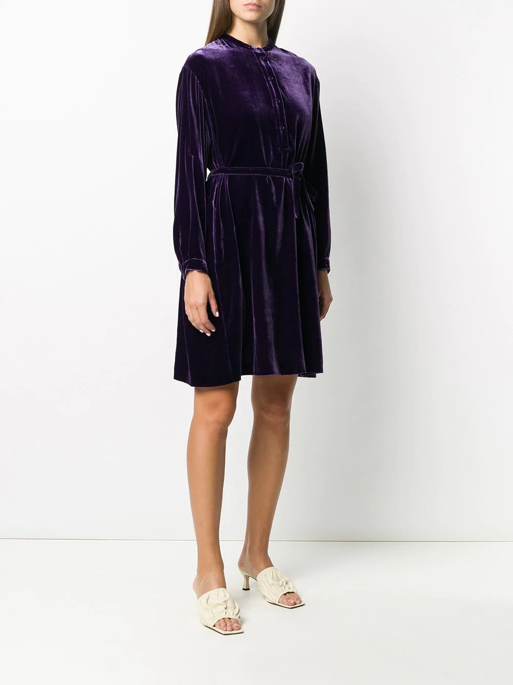 tie-waist velvet dress - 3