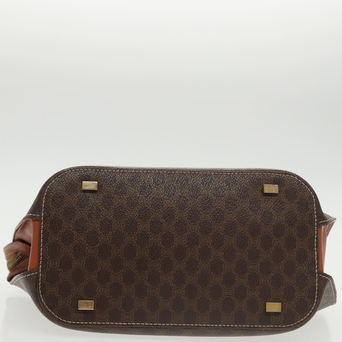 CELINE Macadam Canvas Hand Bag Pvc Leather Brown Gold - 9