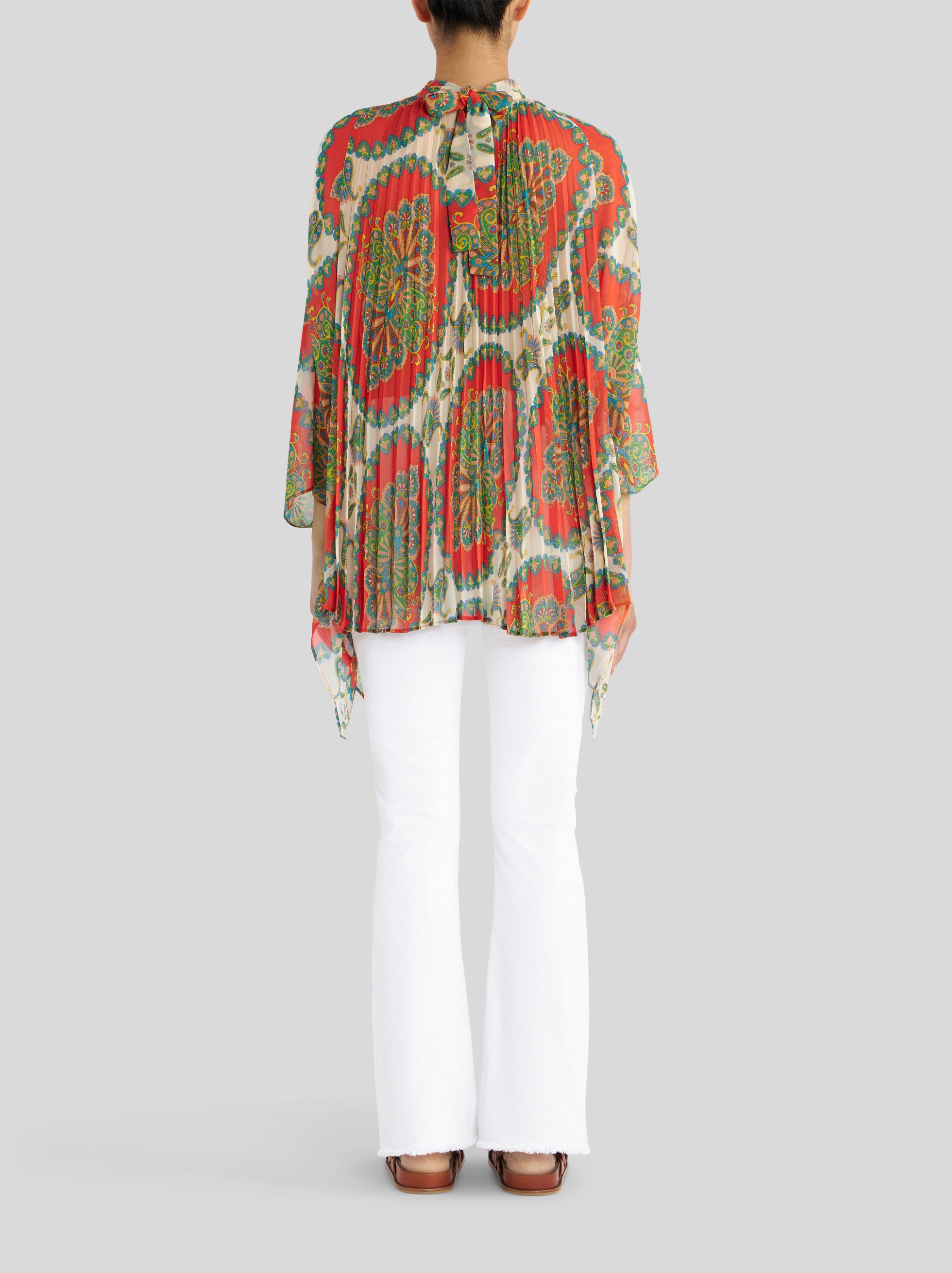PLEATED PAISLEY PONCHO - 4