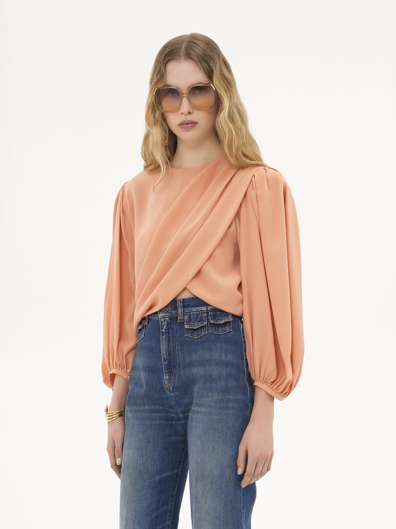 DRAPED CROPPED TOP IN CRÊPE DE CHINE - 4