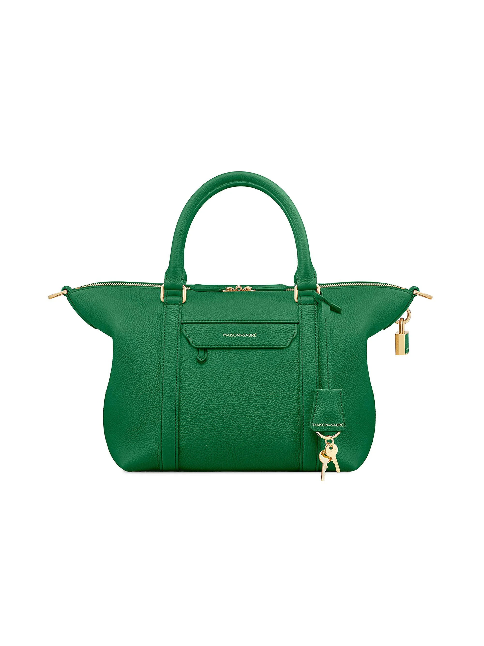 Women's Small Leather Crossbody Weekender Bag - Emerald Green - 1