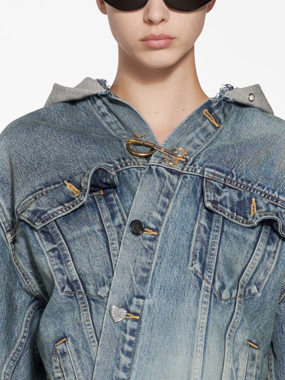 BALENCIAGA Pulled Asymmetric Denim Jacket sz 36 AW17