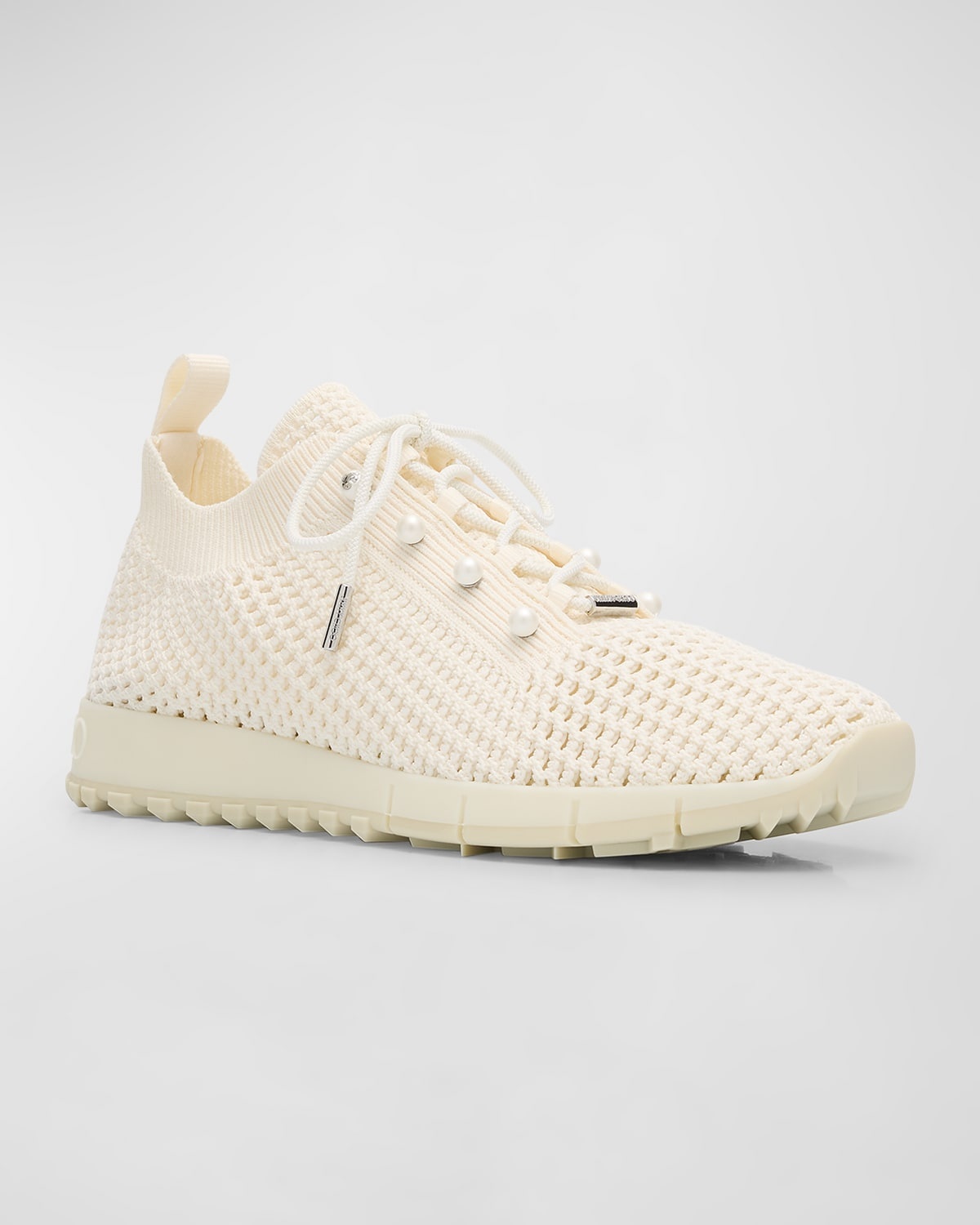Veles Cotton Knit Pearly Stud Sneakers - 3