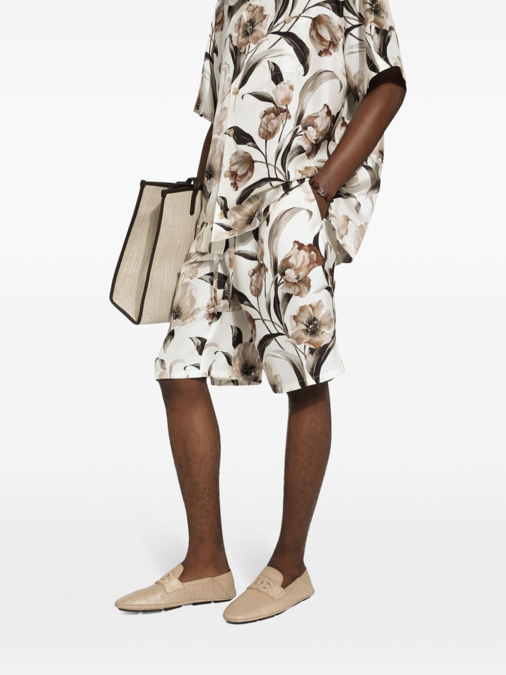floral-print silk shorts - 4