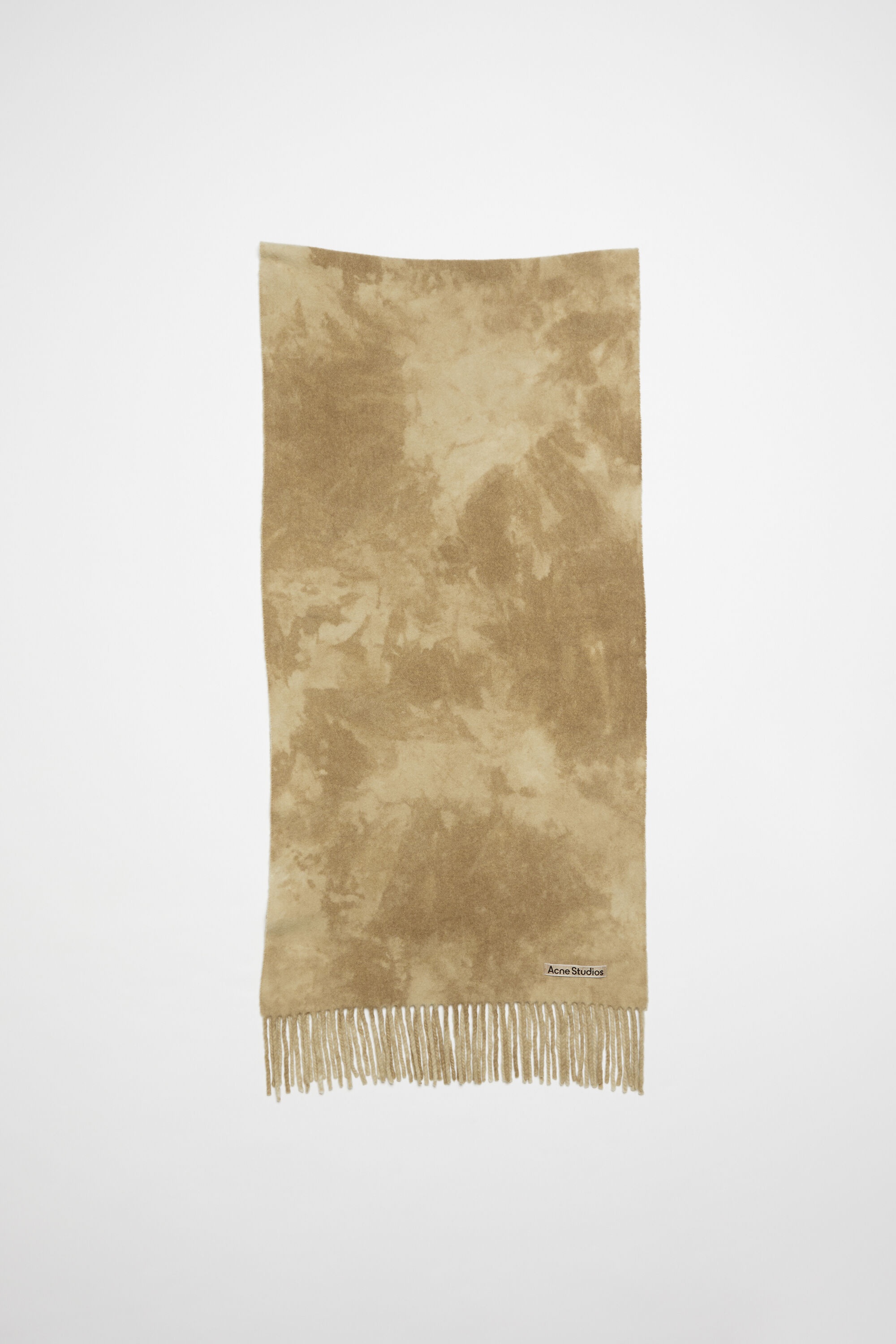 Tie-dye wool scarf - Narrow - Khaki green - 1