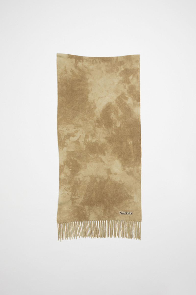 Tie-dye wool scarf - Narrow - Khaki green 1