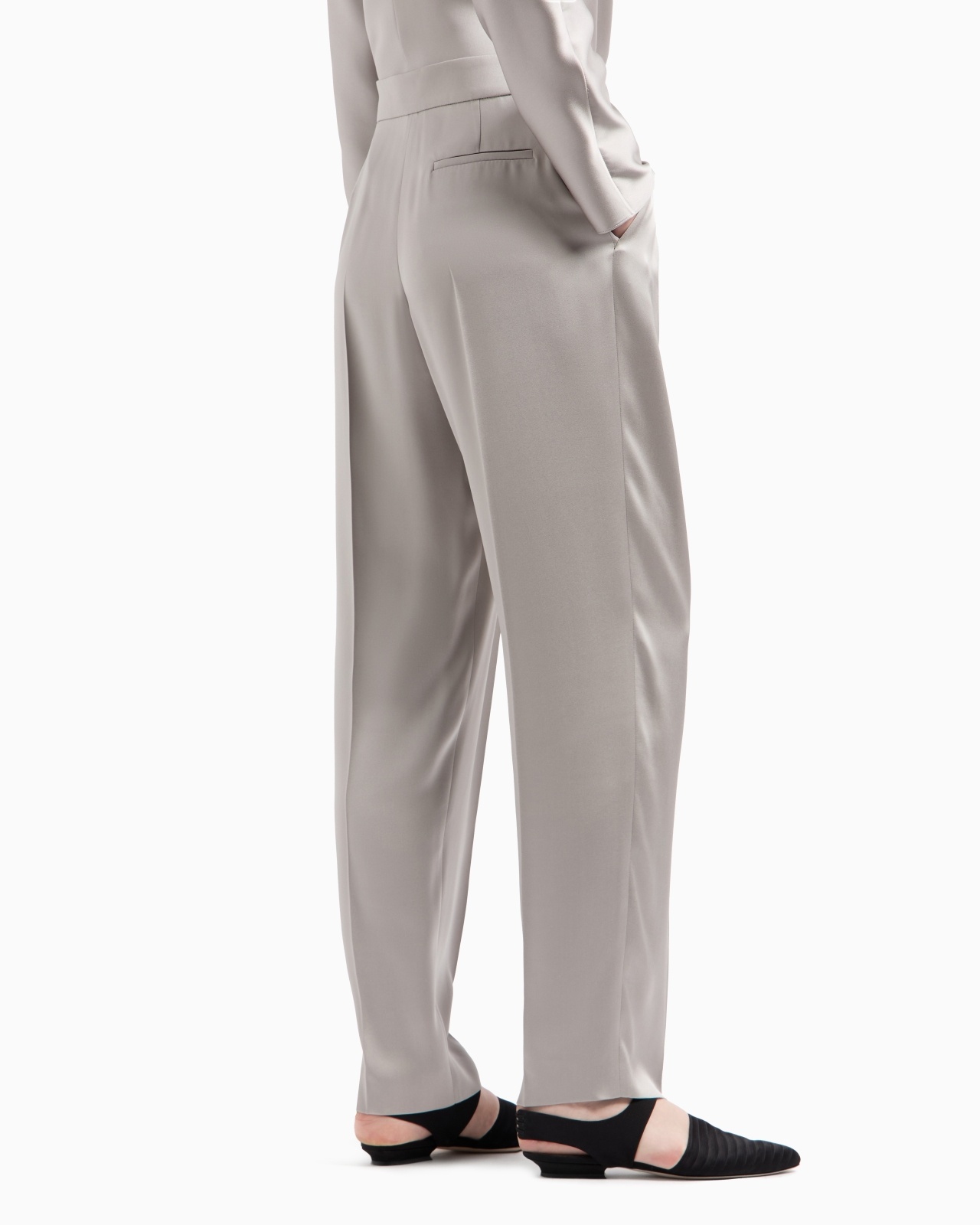 DOUBLE-SIDED SILK-SATIN TWO-PLEAT TROUSERS - 3