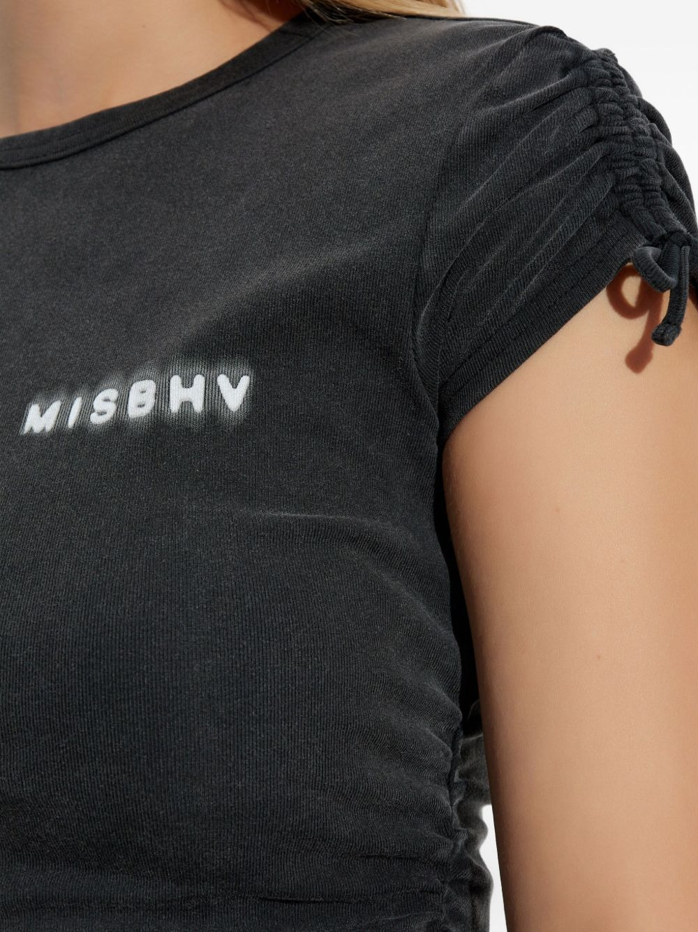 drawstring-sleeve T-shirt - 5