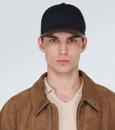 Berluti Leather-trimmed cotton baseball cap outlook