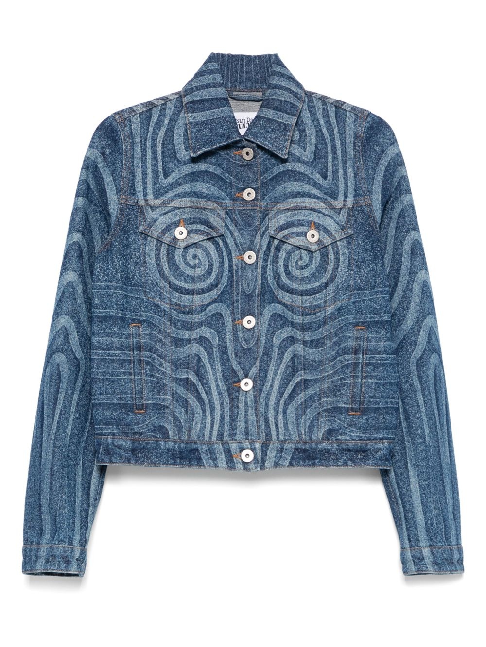 Spiral-print denim jacket - 1