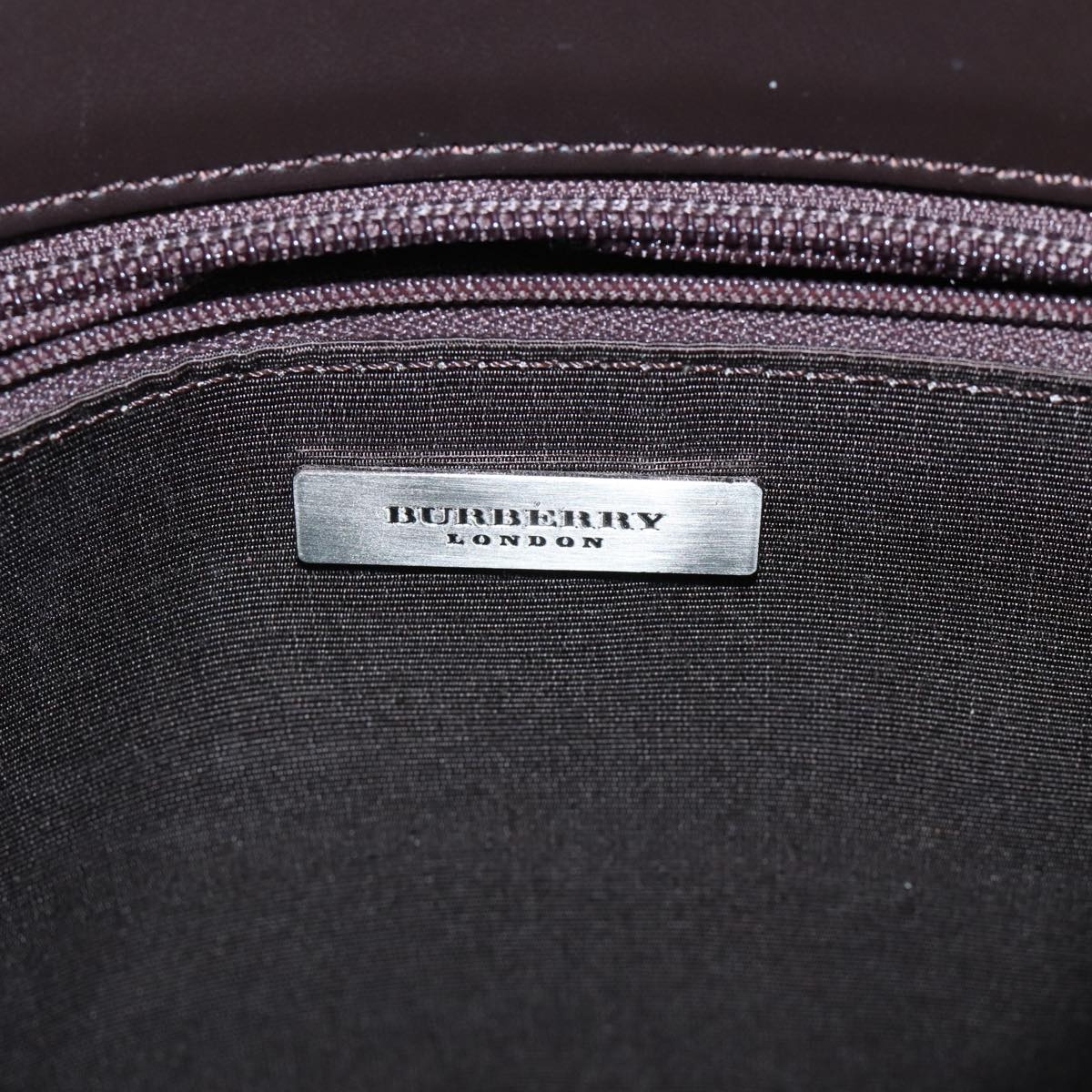 Burberry Hand Bag Nylon Leather Brown Silver - 15