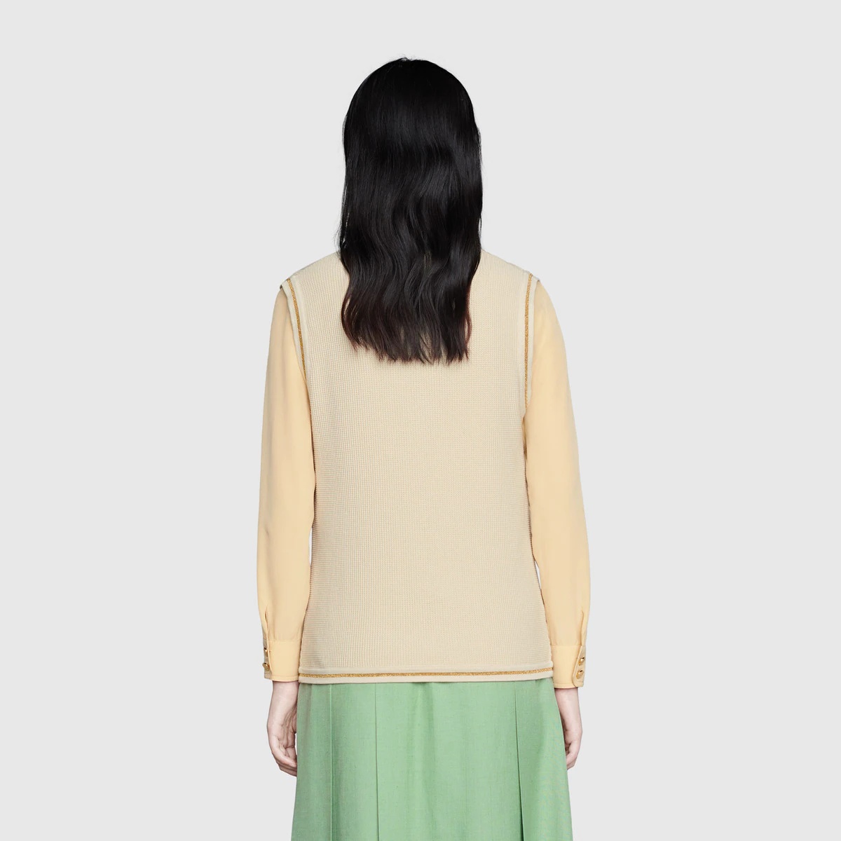 Gold lamé trimmed vest - 4