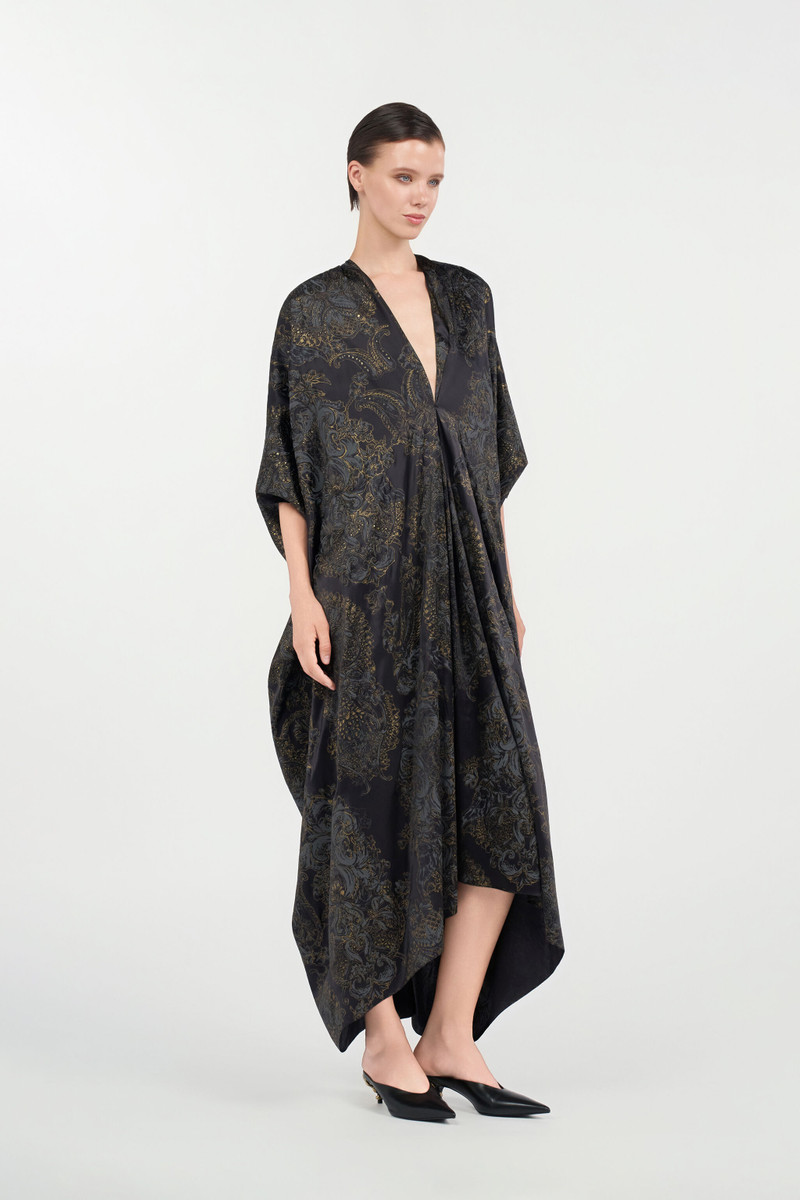 Ornamental Black silk kaftan 3