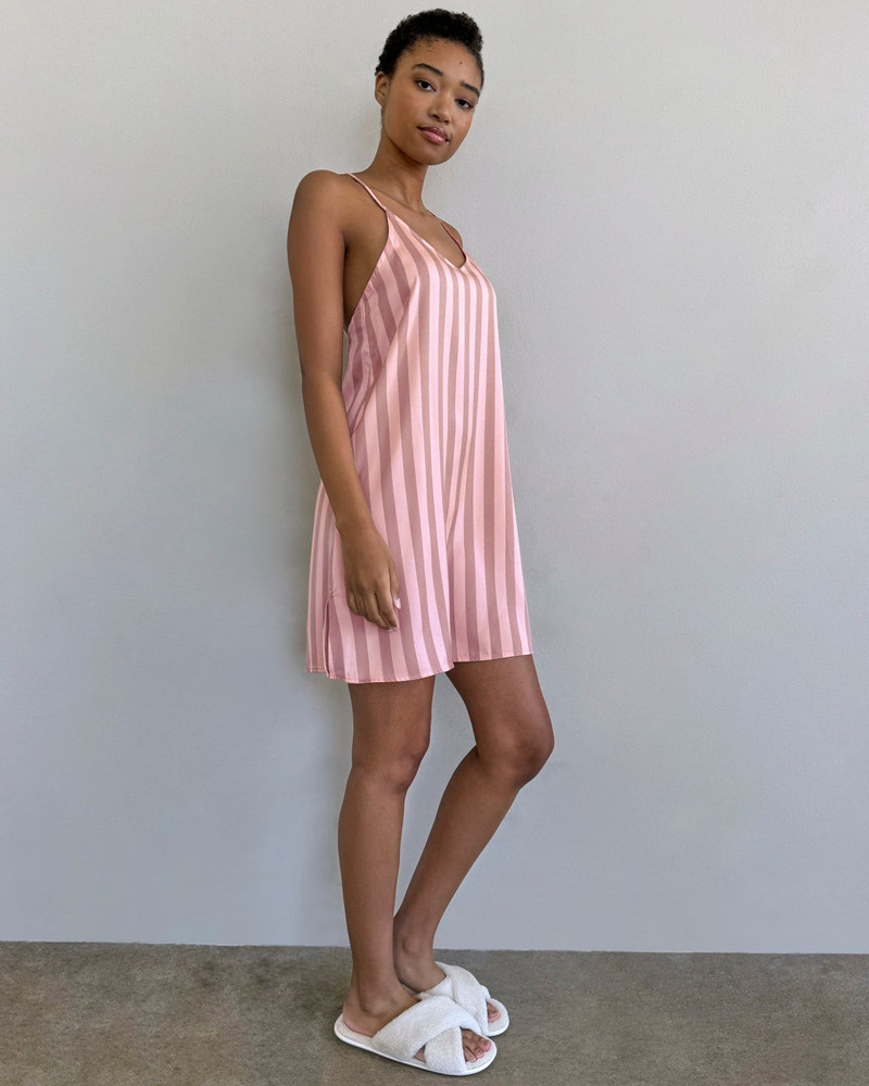 Cabana Stripe Satin Silk Chemise 3