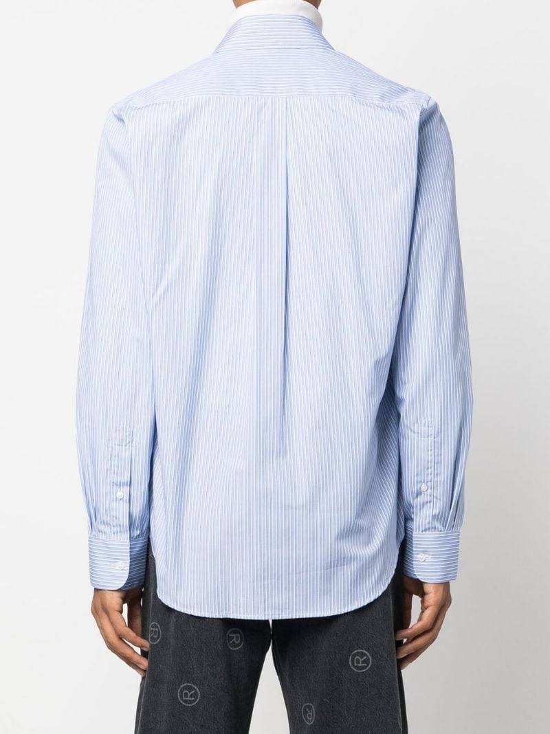 logo striped button-down shirt - 4