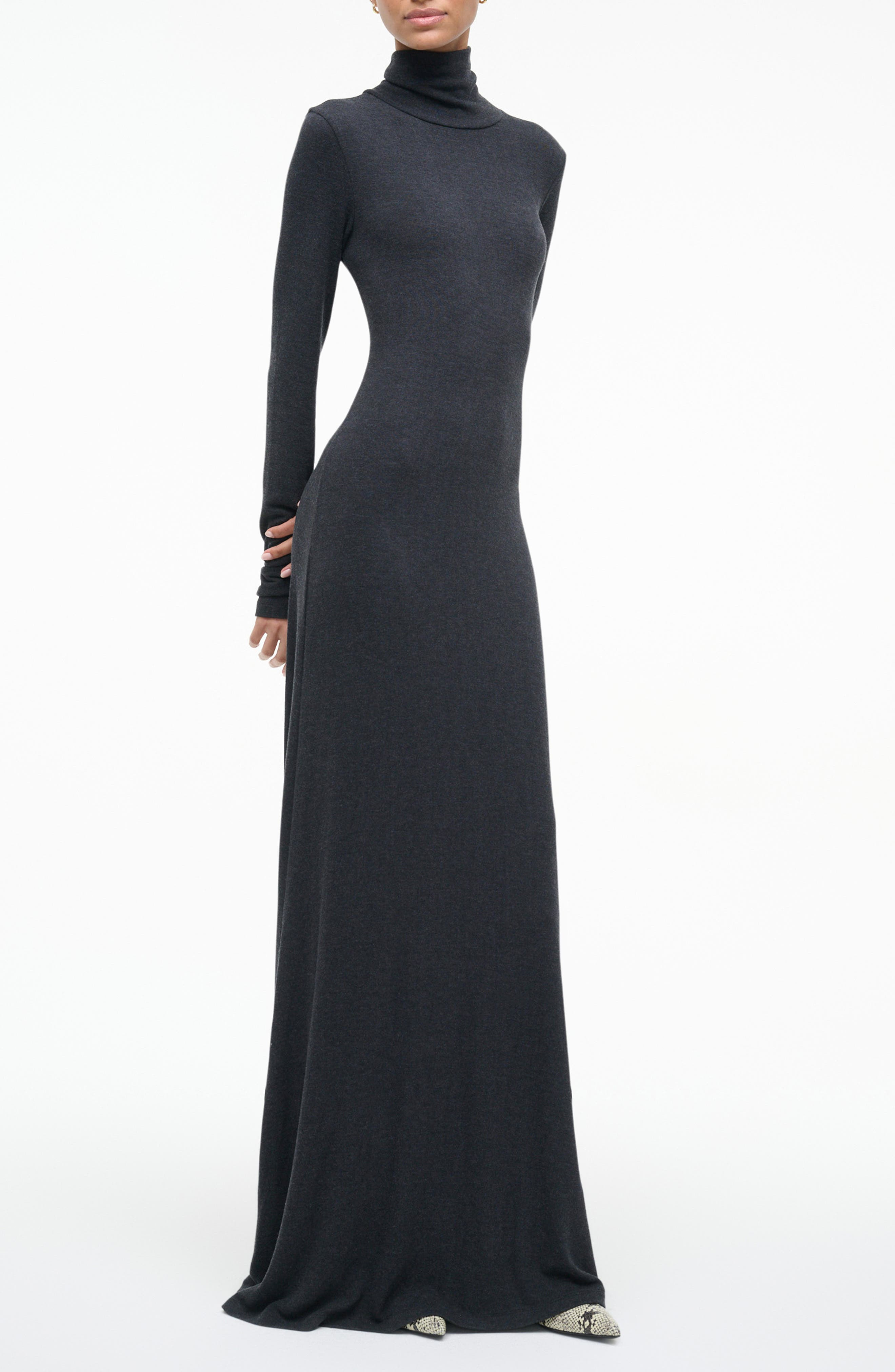 STAUD Vanya Long Sleeve Sweater Dress in Charcoal at Nordstrom - 3