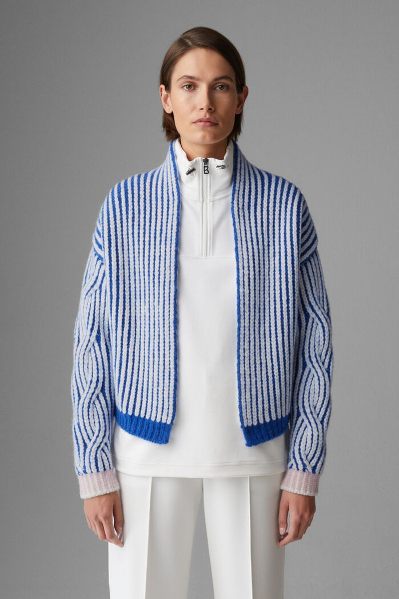 Danna Knitted cardigan in Azure blue/White 2