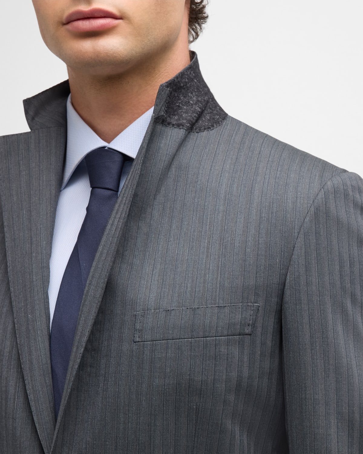 Men's Tonal Striped Wool Suit - 8